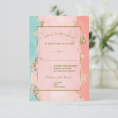 Luxus Pastel Watercolor Gold Foil Wedding RSVP Karte (Stehend Vorderseite)