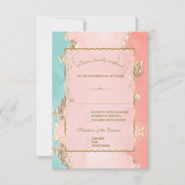 Luxus Pastel Watercolor Gold Foil Wedding RSVP Karte