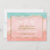 Luxus Pastel Watercolor Golden Foil Save the Date (Rückseite)