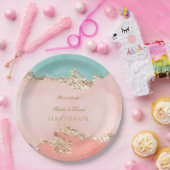 Luxus Pastel Watercolor Goldmedaille Hochzeit Pappteller (Party)