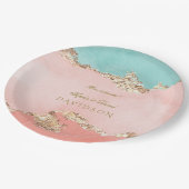 Luxus Pastel Watercolor Goldmedaille Hochzeit Pappteller (Schrägansicht)