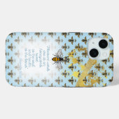 Luxus-Pastellblau-Gold-Biene-Raster-Glaubens-König Case-Mate iPhone Hülle (Rückseite (Horizontal))