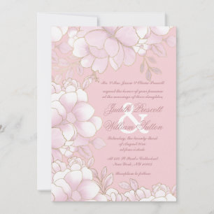 Luxus Pastellrosa Gold elegante florale Hochzeit Einladung