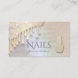 Luxus Perle Gold patina Tropfen Nagelsalon Visitenkarte
