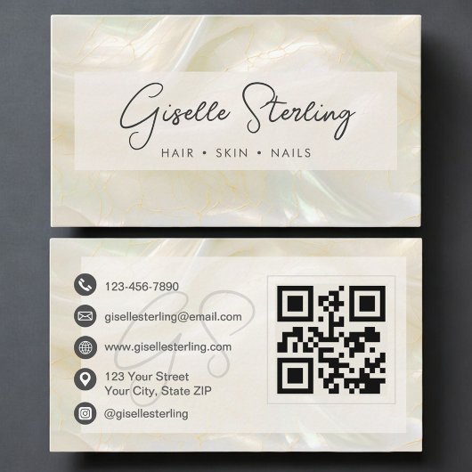 Luxus-Perlen-Opal-QR-Code Professional Visitenkarte