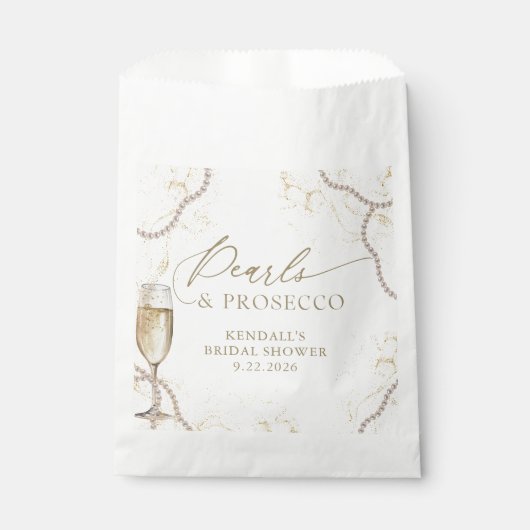 Luxus Perlen und Prosecco Brautparty Geschenktütchen (Vorderseite)
