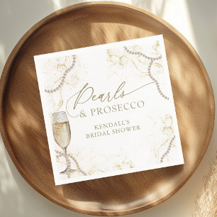 Luxus Perlen und Prosecco Brautparty Serviette