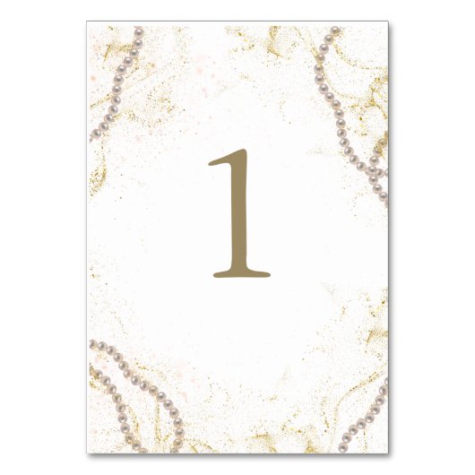 Luxus Perlen und Prosecco Tischnummer (Rückseite)