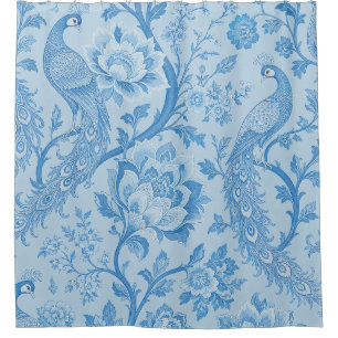 Luxus Persisch Blass Pfau Blau Muster Duschvorhang