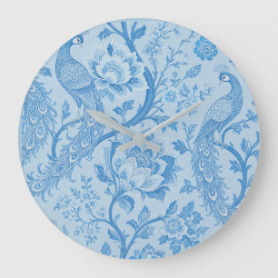 Luxus Persisch Blass Pfau Blau Muster Große Wanduhr