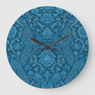 Luxus-Persisch: Reiches Pfauenblau-Muster Große Wanduhr