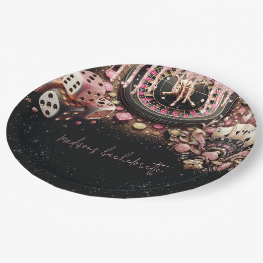 Luxus Personalisiert Casino Bachelorette Pappteller (Schrägansicht)