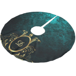 Luxus Personalisiert Damask Goldrahmen Polyester Weihnachtsbaumdecke