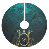 Luxus Personalisiert Damask Goldrahmen Polyester Weihnachtsbaumdecke (Vorderseite)