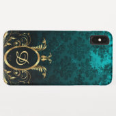 Luxus Personalisiert Damask Türkis Case-Mate iPhone Hülle (Rückseite (Horizontal))