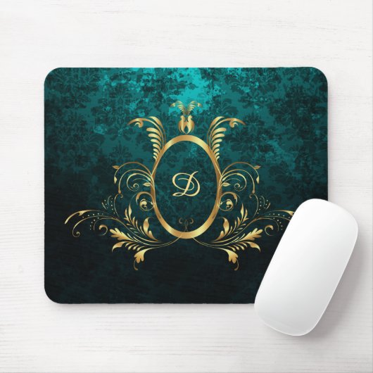 Luxus Personalisiert Damask Türkis Mousepad (Mit Mouse)
