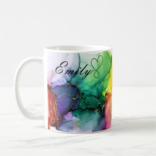Luxus Personalisiert Multicolor Rainbow Wassercolo Kaffeetasse (Links)