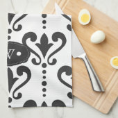 Luxus Personalisiert Schwarz und Weiß Geschirrtuch (Viertel Falte)