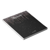 Luxus Personalisiert Silver Rose Gold Chic Black Notizblock (angewinkelt)