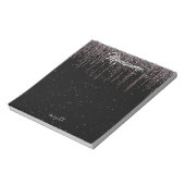 Luxus Personalisiert Silver Rose Gold Chic Black Notizblock (Rotiert)