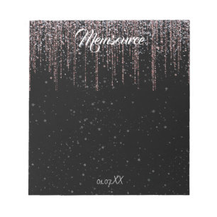 Luxus Personalisiert Silver Rose Gold Chic Black Notizblock