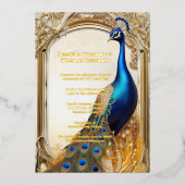 Luxus Pfauenland Hochzeit indischen Chic Folieneinladung (Vorderseite)