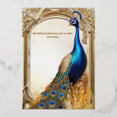 Luxus Pfauenland Hochzeit indischen Chic Folieneinladung (Rückseite)