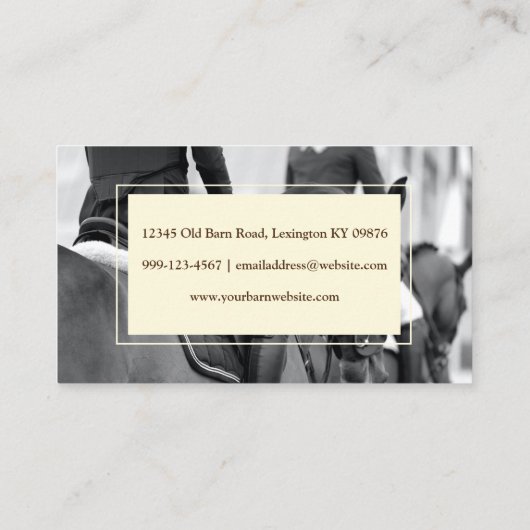Luxus Pferd Boarding Barn Reitwagen Visitenkarte (Rückseite)