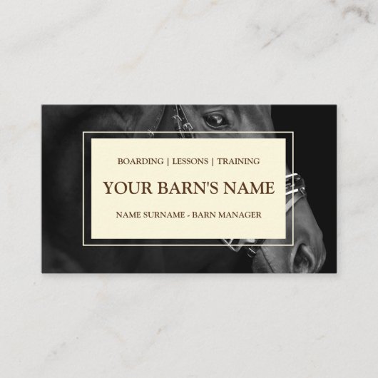 Luxus Pferd Boarding Barn Reitwagen Visitenkarte (Vorderseite)