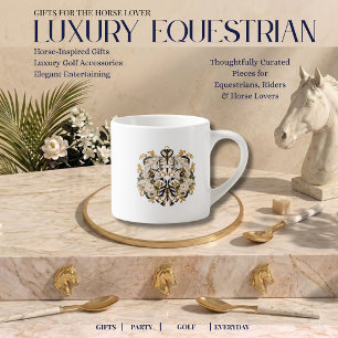 Luxus-Pferde-Schal Weiße Pferde Marine Gold & Elfe Espressotasse