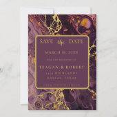 Luxus-Pflaume-Lila-Marmor Save The Date (Vorderseite)