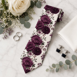Luxus-Pflaume-Rose- und Dahlien-Blumenhochzeit Krawatte