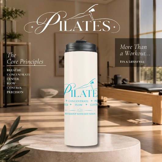 Luxus Pilates | Die Core Principles Blue Thermosbecher
