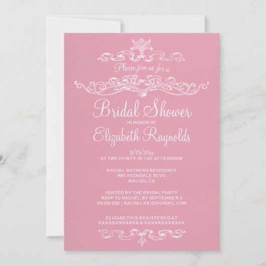 Luxus Pink Bridal Dusche Einladungen (Vorderseite)