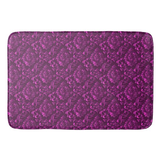 Luxus Pink Damask Floral Badematte (Vorderseite)