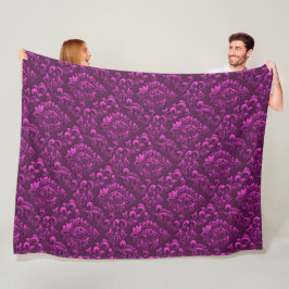 Luxus Pink Damask Floral Fleecedecke