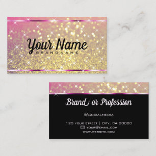 Luxus Pink Gold Glitter Leuchtende Sterne Elegant  Visitenkarte