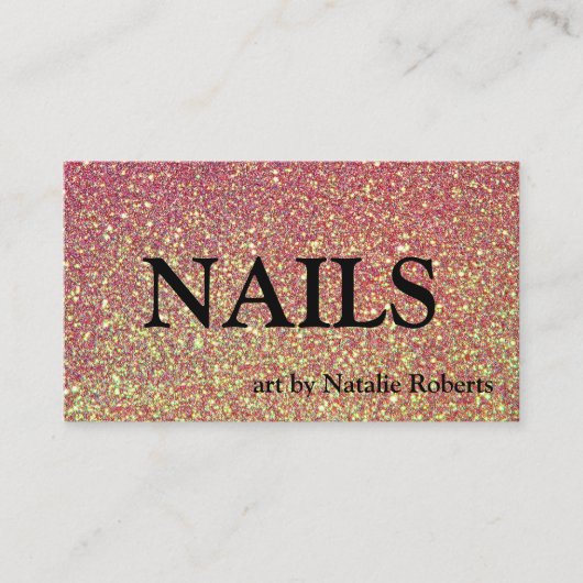 Luxus Pink Gold Glittery Nail Polnisch Visitenkarte (Vorderseite)
