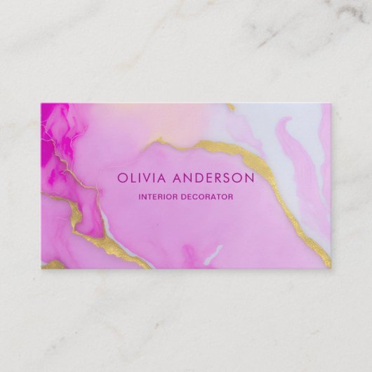 Luxus pink Gold QR Code Mode Modern Modern Visitenkarte (Vorderseite)