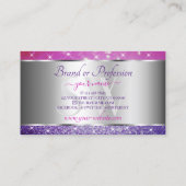 Luxus Pink Lila Glitzer Stars Initials Silver Visitenkarte (Rückseite)