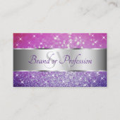 Luxus Pink Lila Glitzer Stars Initials Silver Visitenkarte (Vorderseite)
