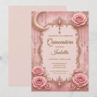 Luxus-Pink-Quinceañera Einladung