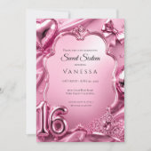 Luxus Pink Sweet 16 Einladung (Vorderseite)