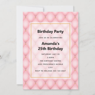 Luxus pink Tufit Diamond Muster Geburtstag Einladung