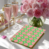 Luxus-Pink- und Grün-Harlekin-Monogramm-Planer Planer