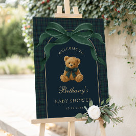 Luxus-Polo-Karo-Teddybär-Baby-Shower-Willkommen