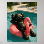 Luxus-Pool-Vibes-Plakat | Sommer-Flamingo Poster (Vorne)
