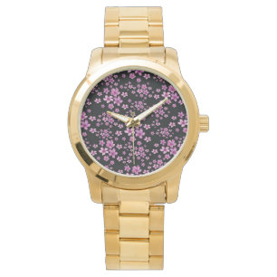 Luxus Popular Black Lila Floral Armbanduhr