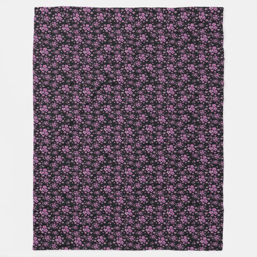 Luxus Popular Black Lila Floral Fleecedecke (Vorderseite)