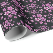 Luxus Popular Black Lila Floral Geschenkpapier (Rolleneckpunkt)